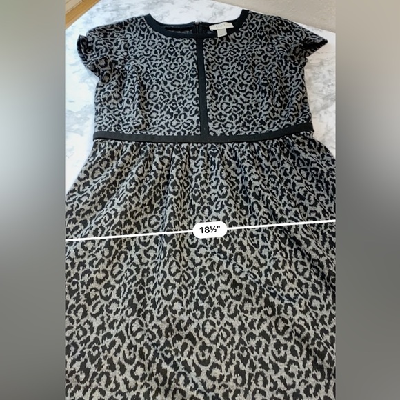 Loft Black & Gray Leopard Print Fit & Flare Dress Size 0 XSmall - Picture 10 of 17
